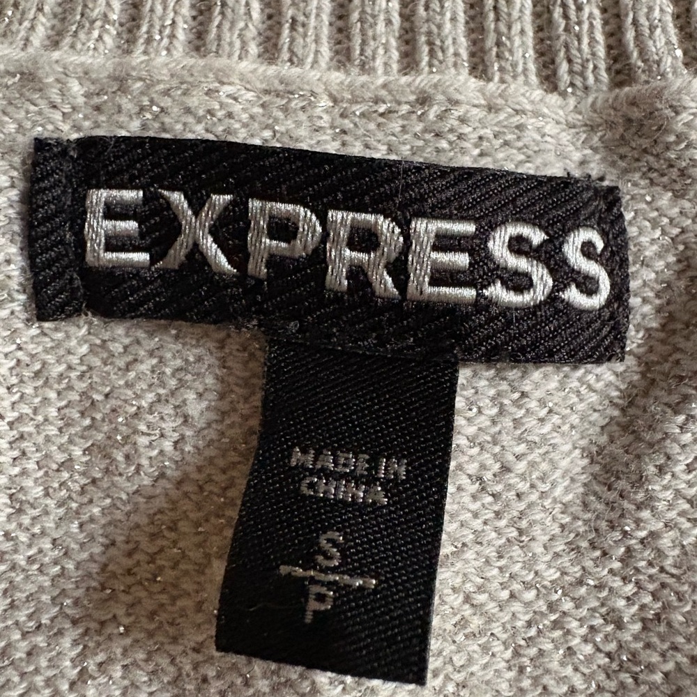 Express V-Neck Sweater in Light Gray - Picture 2 of 4